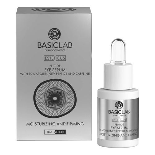 BasicLab Dermocosmetics Serum Peptydowe pod Oczy z Argireliną 10% Nawilżenie i Ujędrnienie na Dzień i na Noc 15ml