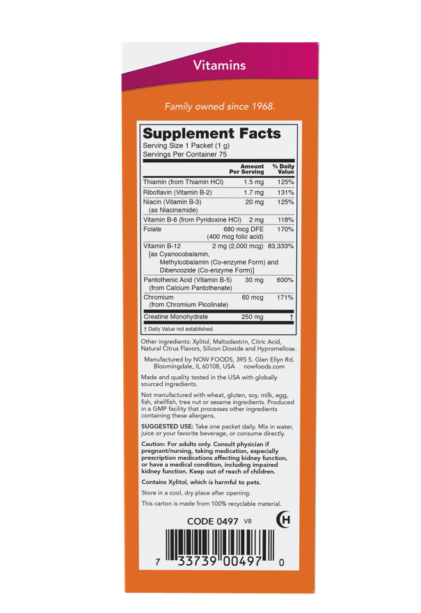 Now Foods Vitamin B-12 Instant Energy Supports Concentration and Well-being 75 Sachets