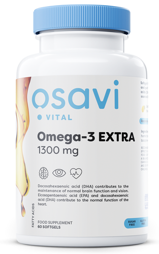 Osavi Omega-3 Extra 1300mg Molecularly Distilled Fish Oil for Heart and Brain Support 60 Softgels