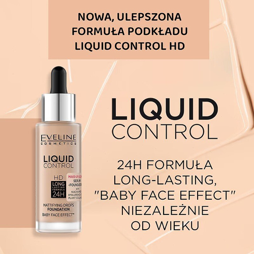 Eveline Liquid Control HD Foundation with Niacinamide in Dropper No. 050 Golden Beige 32ml