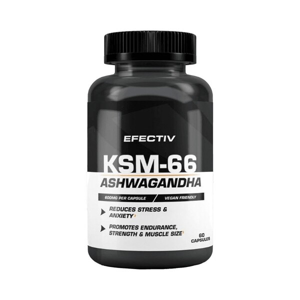 Efectiv Nutrition KSM-66 Ashwagandha Supplement for Stress Reduction and Cognitive Function 60 Caps