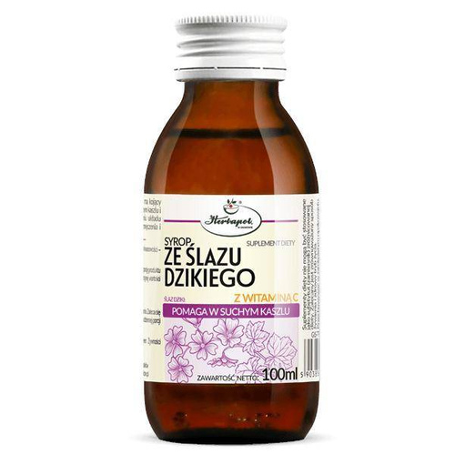 Herbapol Wild Mallow Syrup with Vitamin C Dry Cough Support 100ml Best Before 30.09.26