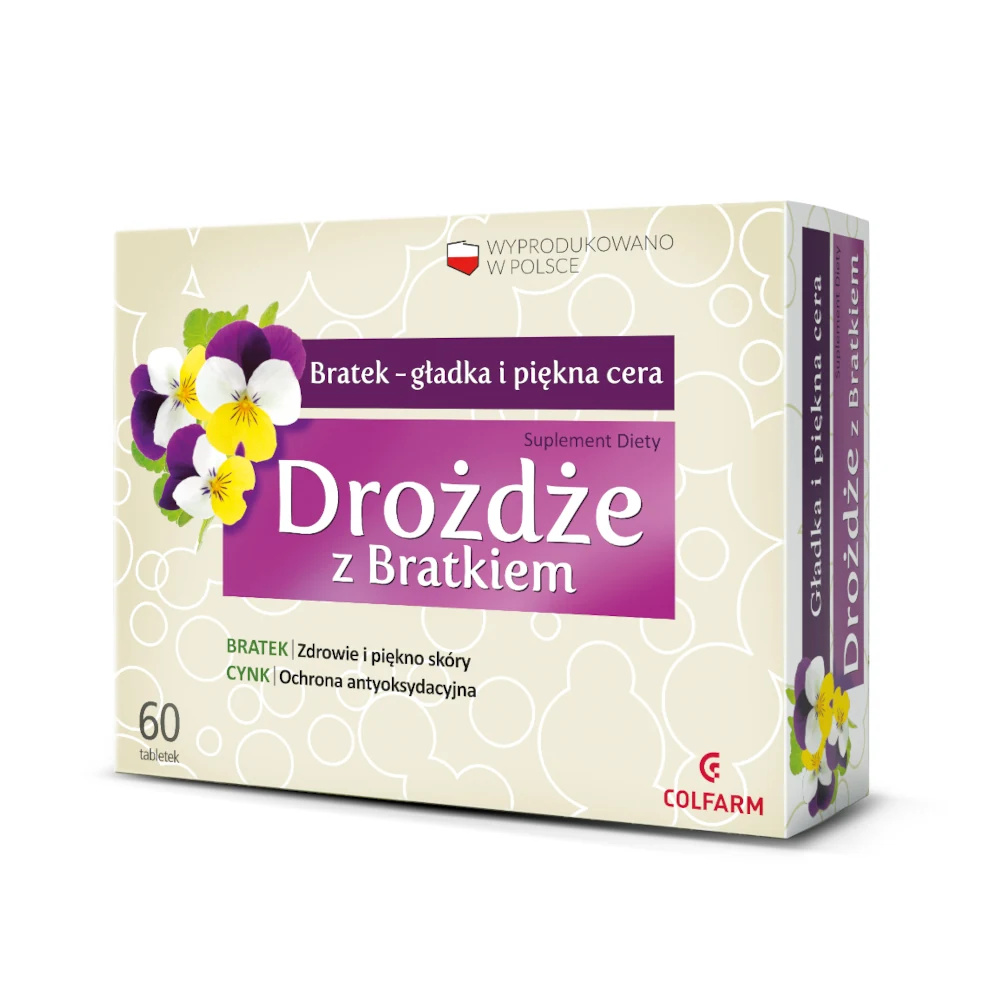 Colfarm Drożdże z Bratkiem Wzmocnienie Włosów Skóry i Paznokci 60 Tabletek
