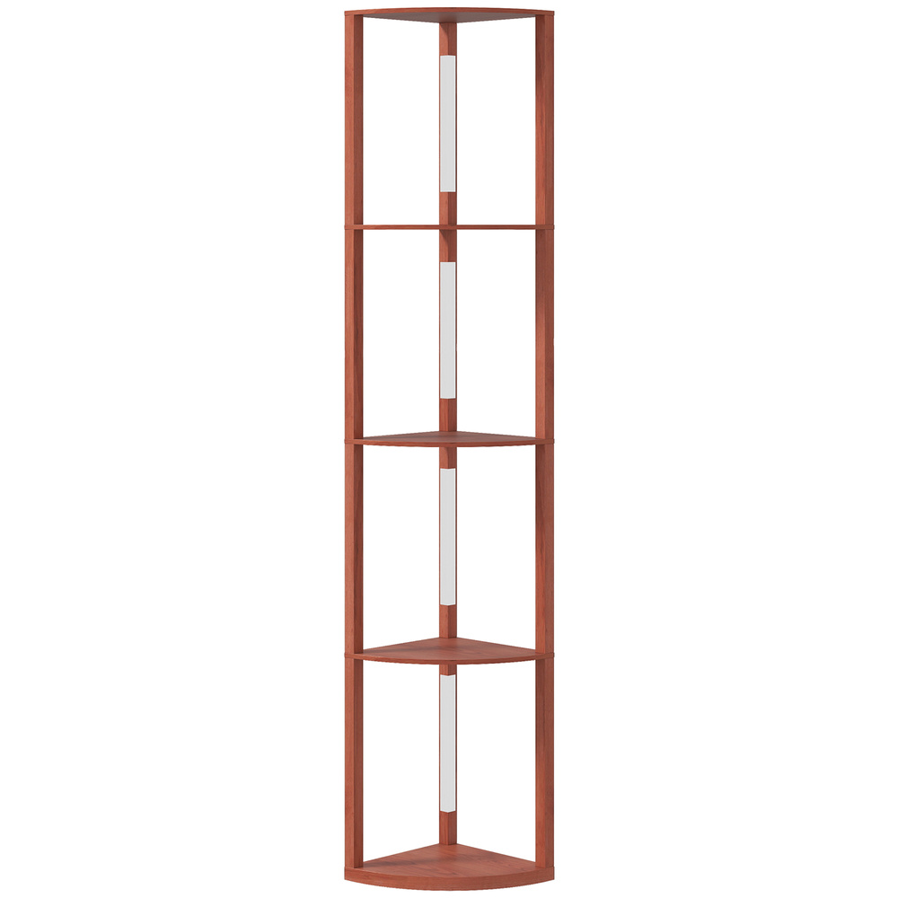 HOMCOM Corner Floor Lamp for Living Room Bedroom with Dimmable Warm White LED Light, Modern Tall Standing Lamp, Brown