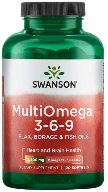 Swanson MultiOmega 3-6-9 Flax & Borage & Fish Oils 120 Softgels
