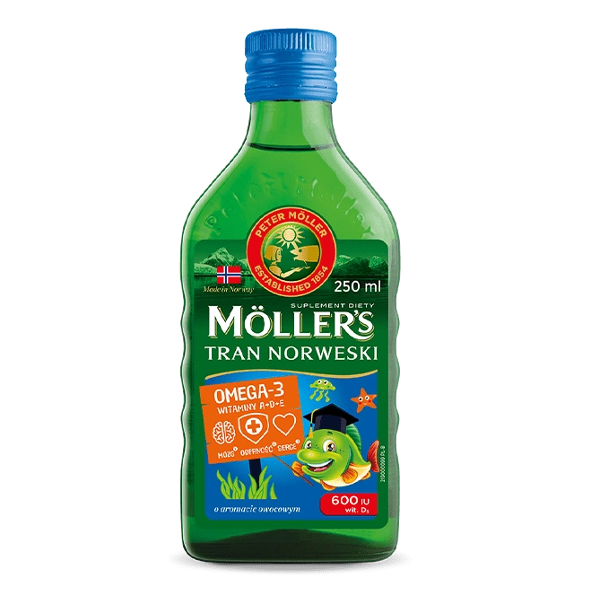 Mollers Tran Norweski o Aromacie Owocowym dla Dzieci powyżej 3 Roku Życia i Dorosłych 250ml