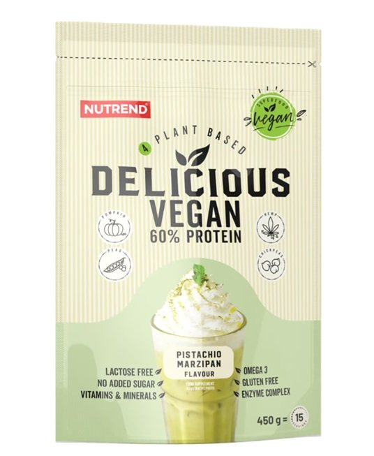 Nutrend Delicious Vegan Pistacjowy Marcepan Wegańska Odżywka Białkowa dla Zdrowego Stylu Życia 450g