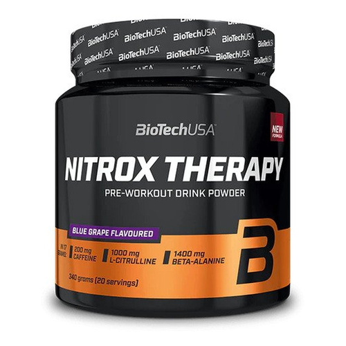 BioTechUSA Nitrox Therapy Pre-Workout Powder, Blue Grape 340g
