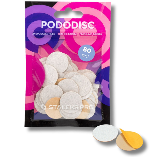 Staleks Pro Expert Disposable Pododisc Pedicure White Files  Size M Grit 80 50pcs
