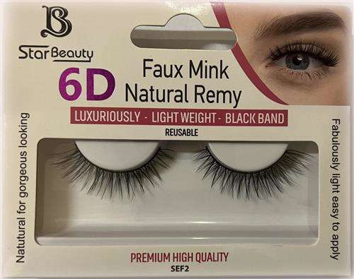 Star Beauty Professional Sztuczne Rzęsy 6D Lekkie Nadające Objętość Wielokrotnego Użytku SEF02