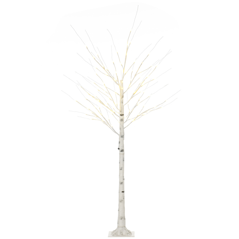 HOMCOM 6ft Artificial White Birch Tree Light with Warm White Pre-Lit LED Light for Indoor and Covered Outdoor Use