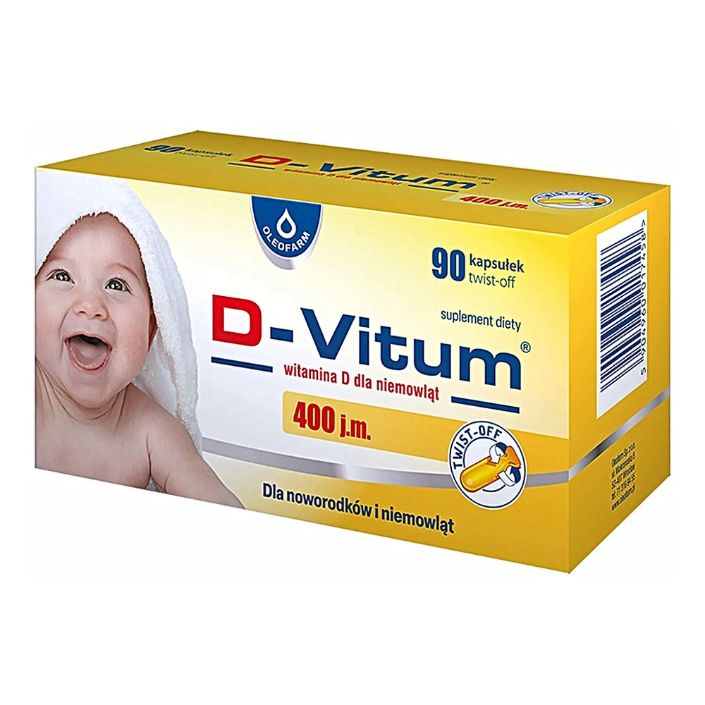 Oleofarm D-Vitum 400 IU Vitamin D3 for Infants 90 Twist-Off Capsules