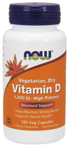 Now Foods Vitamin D 1000 IU Vegetarian Dry Wspiera Układ Odpornościowy i Zdrowie Kości 120 Kapsułek
