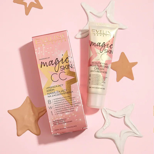 Eveline Magic Skin CC Upiększający Krem Nawilżający 8w1 na Zaczerwienienia 50ml