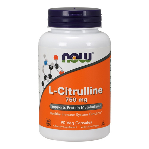 NOW Foods L-Citrulline 750mg Wsparcie Wydolności i Regeneracji Mięśni 90 Kapsułek