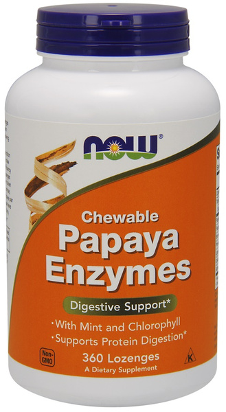 NOW Foods Chewable Papaya Enzymes  Enzymy Trawienne z Papai 360 Tabletek