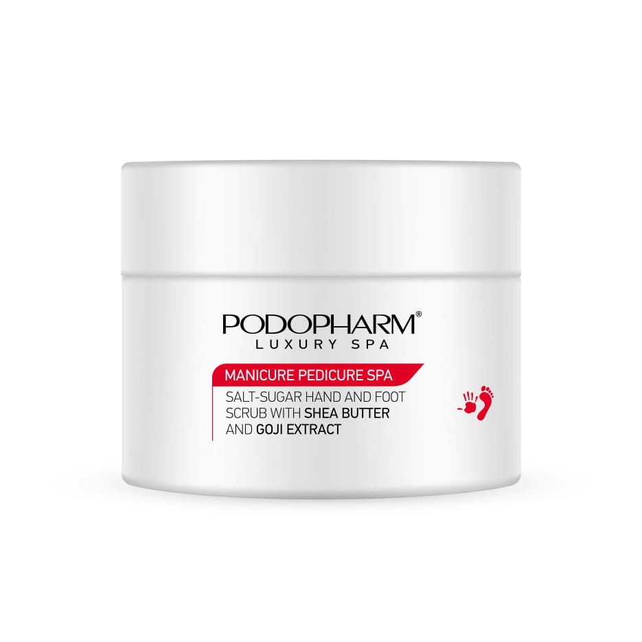 Podopharm Luxury Spa Peeling Solno-Cukrowy do Dłoni i Stóp z Masłem Shea i Goji dla Skóry Suchej Popękanej i Odwodnionej 300g