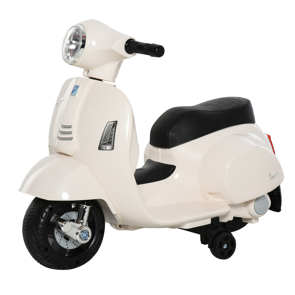 HOMCOM Vespa Licensed 6V Kids Electric Motorbike Ride On Motorcycle Battery Powered for 18-36 Months with Horn Light White