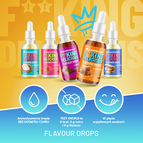 AllNutrition Fitking Delicious Flavour Drops Proseccini Aromatyczne Krople bez Cukru Wino Musujące 50ml