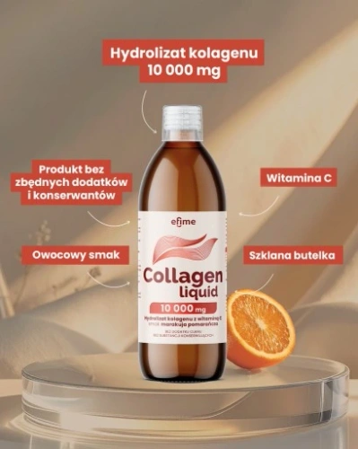 EkaMedica Efime Collagen Liquid 10 000mg Hydrolizat Kolagenu z Witaminą C 500ml
