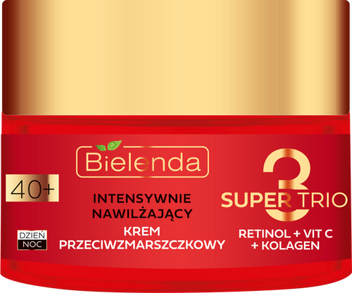 Bielenda Super Trio 3 Retinol Vit.C Collagen Intensively Moisturizing Anti-Wrinkle Day and Night Cream 40+ 50ml