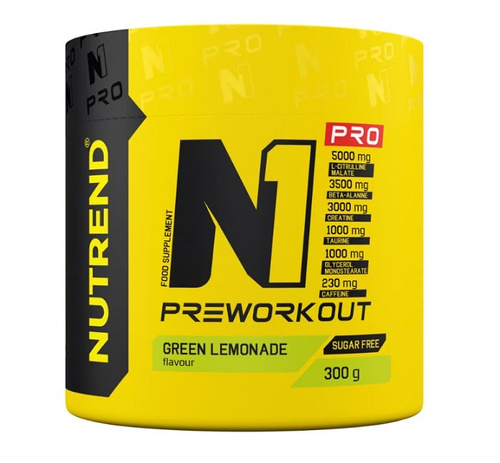 Nutrend N1 Pro Przedtreningówka na Pobudzenie Organizmu Zielona Lemoniada 300g