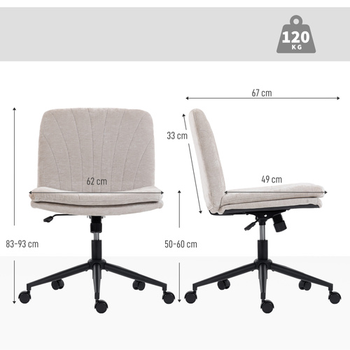 HOMCOM Criss Cross Chair with Wheels, No Arms - Beige