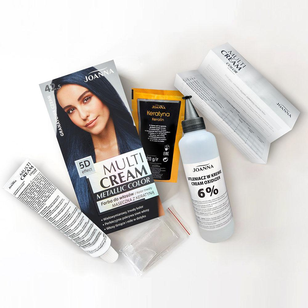 Joanna Multi Cream Color Farba do Włosów z Efektem 5D z Długotrwałym Efektem Nr 42.5 Granatowa Czerń 1 Sztuka