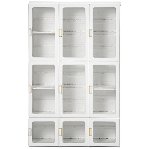 HOMCOM Portable Clothes Wardrobe for Bedroom, Foldable Clothes Organiser with Cube Storage, Hanging Rods, Magnet Doors, White