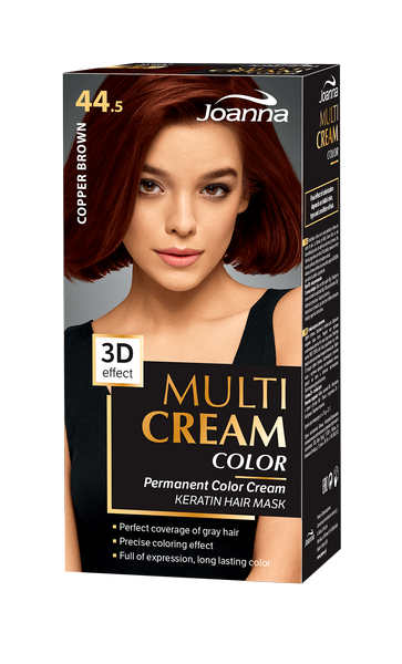 Joanna Multi Cream Color Farba do Włosów z Efektem 3D z Długotrwałym Efektem Nr 44,5 Miedziany Brąz 1 Sztuka