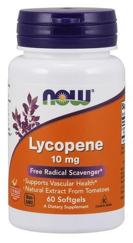 NOW Foods Likopen 10mg Na Zdrowie Naczyń Krwionośnych i Prostaty 60 Kapsułek