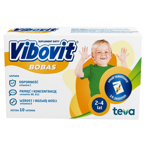 Vibovit Bobas Witaminy Dla Dzieci 2-4 Lata Smak Waniliowy 14 saszetek