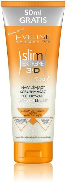 EVELINE 3D Slim Extreme, nawilżający Scrub - Masaż pod prysznic, Antycellulit, 250ml
