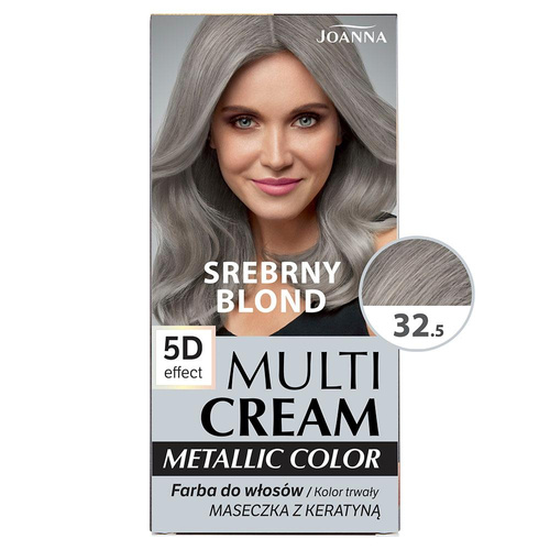 Joanna Multi Cream Color Hair Dye with 5D Effect with Long-Lasting Effect No. 32.5 Silver Blonde 1 Piece