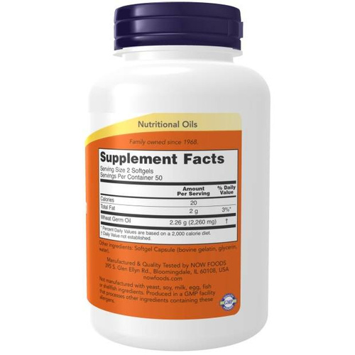 Now Foods Wheat Germ Oil 1130mg Supports Nervous System Relieves Stress100 Softgel