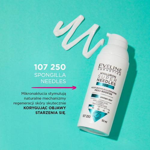Eveline Super Needles Hyaluron 100 Moisturizing - Brightening Mezo-Booster for Day and Night 50ml