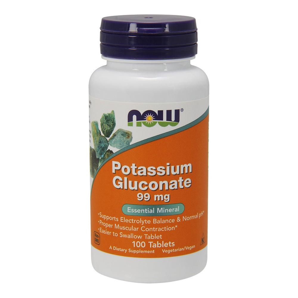 Now Foods Potassium Gluconate 99mg Glukonian Potasu Wspomaga Zdrowie Mięsni 100 Tabletek