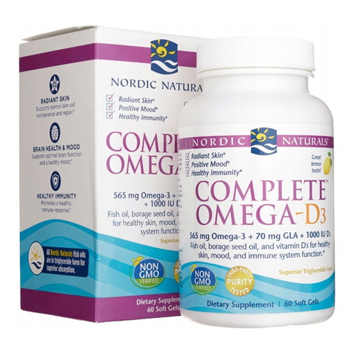 Nordic Naturals Complete Omega-D3 565mg Supports Immune System Heart & Brain Function Lemon 60 Softgels