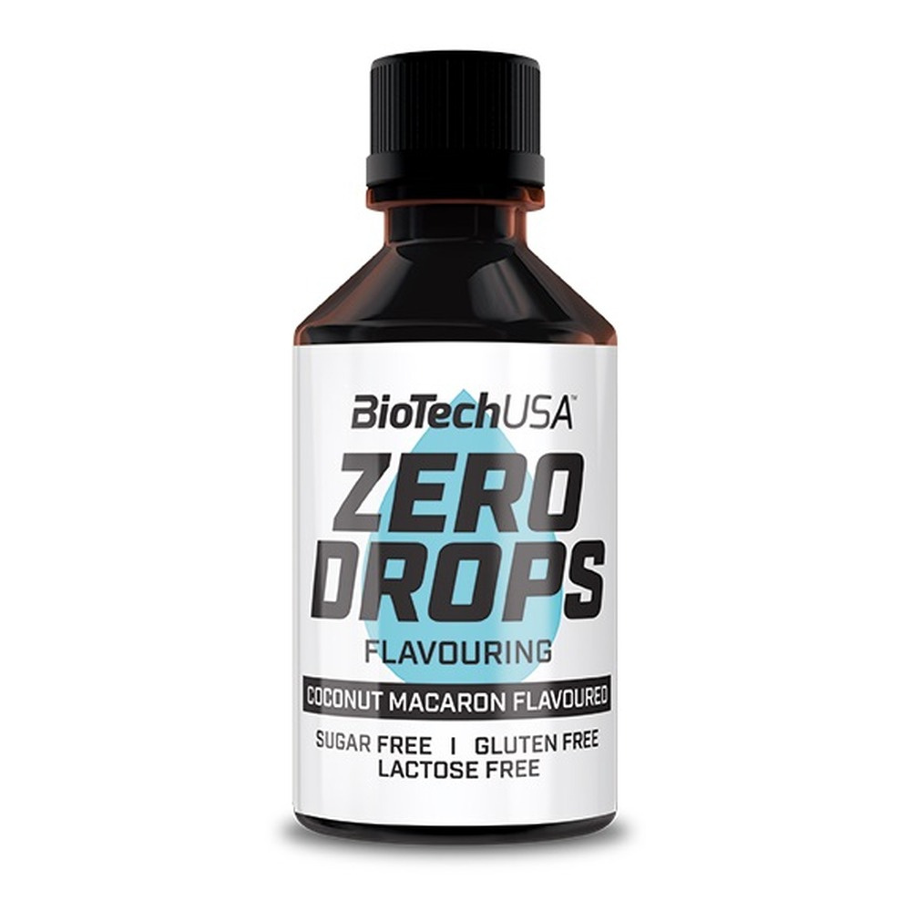 BioTechUSA Zero Drops Kokosowy Makaronik Krople Smakowe Bez Cukru Do Aromatyzowania Żywności i Napojów 50ml