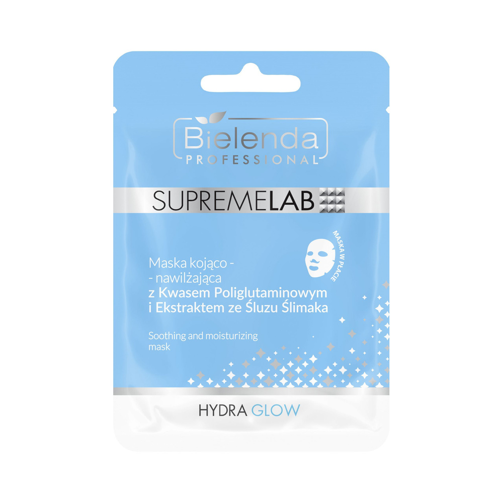 Bielenda Professional Supremelab Hydra Glow Soothing - Moisturizing Mask with Polyglutamic Acid and Snail Slime Extract for Dehydrated Sensitive Skin 20g