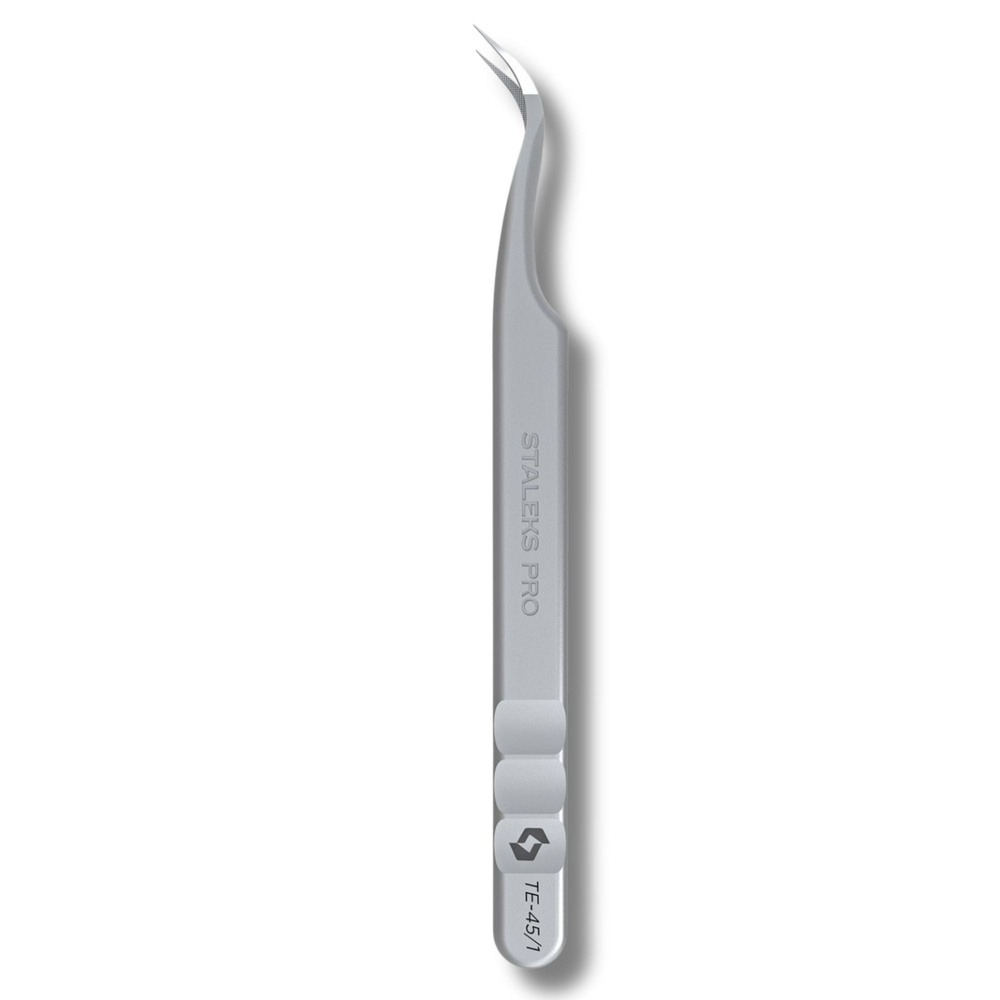 Stalek Pro Expert 45 Type 1 Curved Eyelash Tweezers With Fiber Tips 1pc