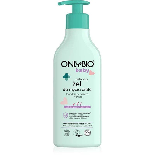 OnlyBio Baby Delikatny Żel do Mycia Ciała dla Niemowląt od 1 Dnia Życia dla Skóry Wrażliwej i Delikatnej 300ml