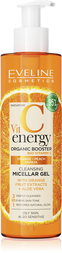 Eveline Vit C Energy Organic Booster Oczyszczający Żel Micelarny z Ekstraktem Owoców Pomarańczy i Aloesem 200ml