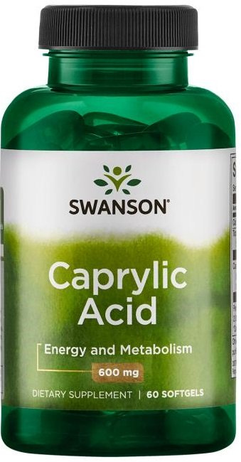 Swanson Caprylic Acid 600mg Kwas Kaprylowy Wspomaga Równowagę Mikroflory Jelitowej 60 Kapsułek