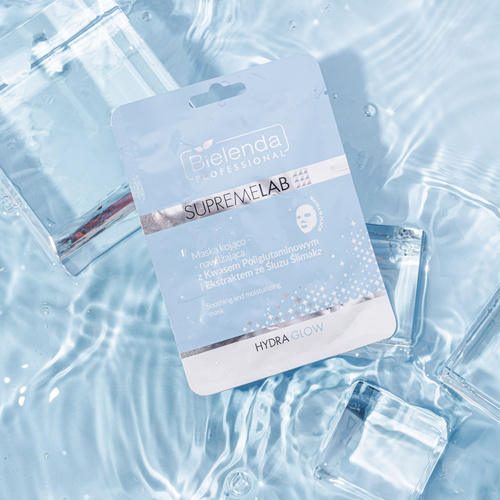 Bielenda Professional Supremelab Hydra Glow Soothing - Moisturizing Mask with Polyglutamic Acid and Snail Slime Extract for Dehydrated Sensitive Skin 20g