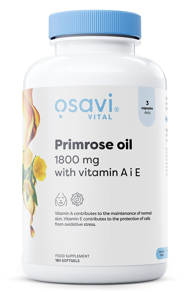 Osavi Primrose Oil with Vitamin A & E 1800mg for Skin Health 180 Softgels