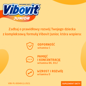 Vibovit Junior Zestaw Witamin dla Dzieci 4-12 Lat Pomarańczowy 44 Saszetki