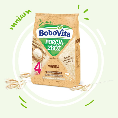 BoboVita Porcja Zbóż Bezmleczna Kaszka Manna dla Niemowląt po 4 Miesiącu 170g