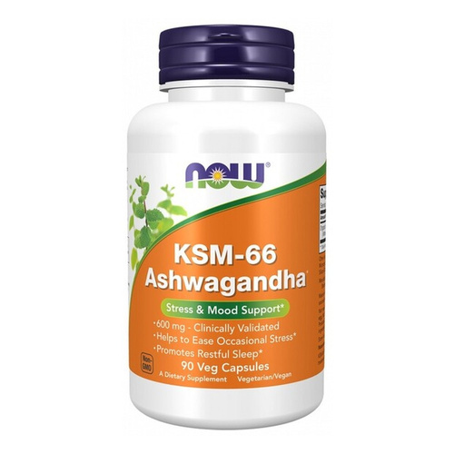 NOW Foods KSM-66 Ashwagandha Witania Ospała na Stres i Sen 90 Kapsułek