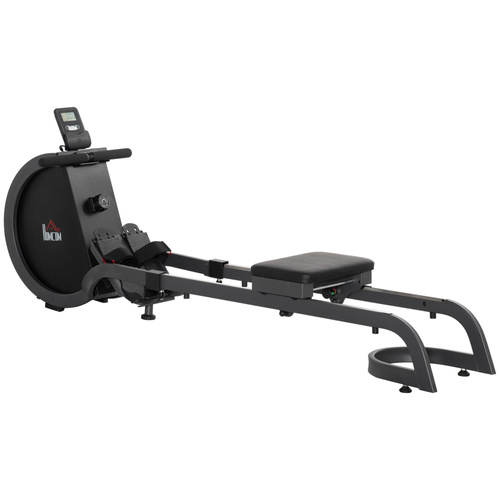 HOMCOM Folding Rowing Machine with 16-Level Adjustable Magnetic Resistance, Aluminium Side Rail, Digital Monitor, Cardio Workout Rower, 130kg Weight Capacity for Home, Gym, Office